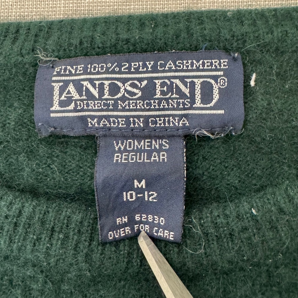Lands' End Cashmere Sweater Women's Crewneck Green Medium - Picture 5 of 8